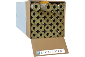 Scorprotect® voller Karton Alukaschierte Rohrschale Rohrisolierung Steinwolle mit 0.040 Wärmeleitfähigkeit (Steinwolle, 35 x 20 mm x 1 Meter)