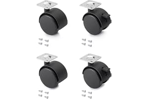 Emuca Förpackning med 4 svarta svänghjul för möbler (2 med broms och 2 utan broms) 50 mm diameter med fixeringsplatta och kul