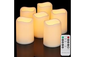 FREEPOWER 6 candele LED impermeabili per esterni, con timer, telecomando, senza fiamma, funzionamento a batteria, luce bianca calda, diametro 7,5 x 10 cm
