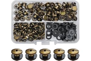SHSMPXOY 90 Kits Vis Chicago Screws,M5*4mm Vis de Livre,Rivet a Visser de remplacement en métal pour sacs, livres, colliers, sacs à dos, laisses de chien, laisses (Bronze)