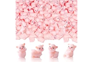 48 stycken mini hartsvin, rosa grisar figurer rolig, små lyckogrisar, söt mini hartsgrisar, miniatyr gris figur för gör-det-själv hantverk miniatyrlandskap skrivbord