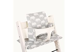 UKJE Cuscino compatibile con Stokke Tripp Trapp - Morbido cuscino per sedile per neonati, bambini e bambini piccoli, Accessori per seggiolone, Inserto in tessuto di cotone (Rinoceronte grigio)