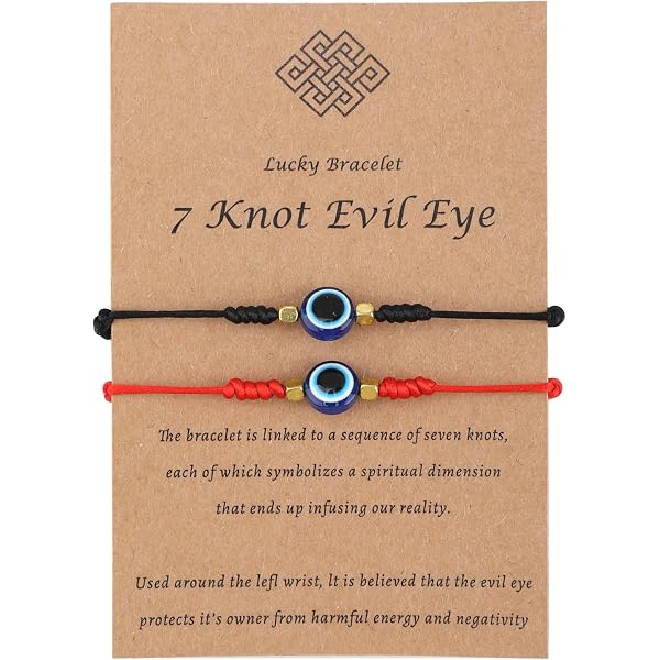 2 Bracelets œil Maléfique Réglables - Corde Noire Et Perle Bleue - Protection Et Style Bohème