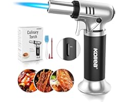 Kollea Blow Torch, Upgraded Refillable Kitchen Cooking Torch Blowtorch Lighter with Safety Lock, Adjustable Flame & Gas Gauge