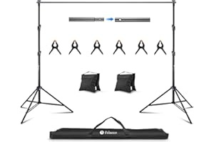 POTAECO Supporto per Sfondi 2,8x3m Regolabile Sistema Professionale per Fondale in Cotone Studio Fotografia Ritratti Video LiveStreaming Feste Matrimoni con Borsa Portatile Morsetti e Sacchetti Sabbia