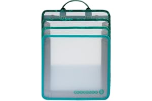 ‎COOCAZOO coocazoo Faltbare Heftbox, Fresh Mint, grau-grün, mit Tragegriff, platzsparend mit ausziehbaren Seiten, Heftordner für Schulrucksäcke, ab der 3. Klasse