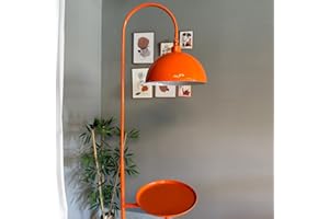 bamyum Gorkiede Douille E27 30 cm, Métal, Moderne, Salon et Chambre, Abat-Jour Réglable, Lampadaire avec étagère, Orange