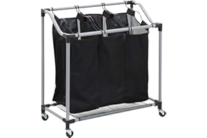 WE GYM Carrito de LavanderÍa, Cesta de lavanderÍa, Colector de Ropa con 3 Bolsas de Tela ExtraÍbles, Contenedor de Ropa sobre Ruedas, Clasificador de Ropa, Robusto,
