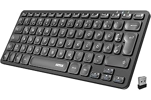 Arteck Kabellose Tastatur, Deutsches QWERTZ Layout wiederaufladbare USB Anschluss 2,4 GHz Kabellos Tastatur mit Multimedia-Tasten, Kompatibel mit PC, Computer, Notebook, Laptop, Windows 11, 10, 8
