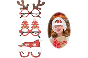GWAWG Christmas Glitter Party Glasses,3 PCS Novelty Christmas Glasses,Glasses​Frames Christmas Decoration,for Kids and Adults
