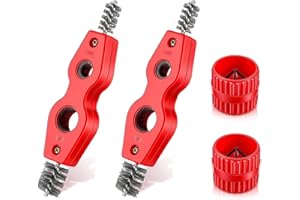 YEELIV 4Pcs Pipe Cleaner Plumbing Set, 2 Copper Pipe Cleaners & 2 Reamers, 4 in 1 Pipe Deburring Tool, Pipe Cleaner for Drill Copper PVC Pipe