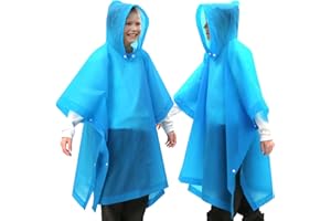ANYOO Regenponcho Kinder Wasserdichte 2 Stück für Mädchen Jungen, Leichter Regencape Regenschutz PEVA Regenmantel mit Kapuze für Kinder Größe 100-150 cm Camping Wandern Reisen