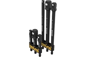 LEXIVON Juego de adaptadores de zócalo de grado de impacto de 6 piezas - Broca de extensión de 3 "y 6" con soporte | Unidad de 1/4 ", 3/8" y 1/2 "(LX-105)