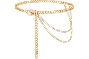 JASGOOD Ceinture Chaine Dorée Femme Chaîne de Taille en Métal Réglable Ceinture Tendance pour Robe Jean Jupe