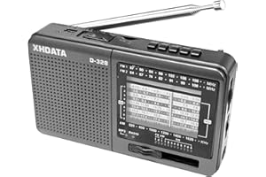 XHDATA D-328 Radio Portatil Pequeña FM Am SW Soporte TF Tarjeta MP3 Radio de Bolsillo con Batería Recargable para Acampar Caminata Gris