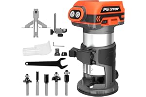 Fexrror Fresadora de Madera Compatible con Makita 18V Batería, Fresadora de Mano con 6 Velocidades, Motor Sin Escobillas, 30000 RPM, 5 Piezas Fresas (Sin Batería)