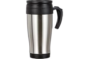 axentia Coffee to go kubek podróżny ze stali nierdzewnej – kubek do kawy Travel Mug 400 ml – kubek termiczny z uchwytem, szczelny i zabezpieczony przed wyciekiem