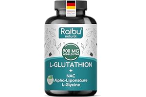 ‎RAIBU L Glutathion 500mg, Glutathion Kapseln hochdosiert - Reduziertes & bioaktives, gewonnen durch Fermentation - Vegan, ohne Zusätze - Optimale Formel mit NAC, Alpha-Liponsäure & L-Glycin