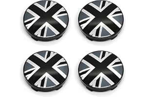 PTDecals 4pcs 60mm Black Wheel Center Hub Caps Rim Black White England UK Flag Sticker for Vehicle Auto Car