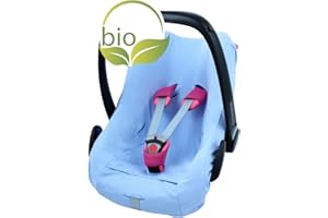ByBoom - Sommerbezug, Schonbezug für Babyschale aus 100% BIO-Baumwolle, Universal für z.B. Maxi-Cosi, CabrioFix, Pebble, City SPS, Farbe:Blau