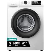 Hisense WF1Q9041BW &ndash; Washing Machine, Class A, 9 kg, 1400 rpm | AlxWxFn 84.5x59.4x54 cm, White, Inverter, 10% More efficient