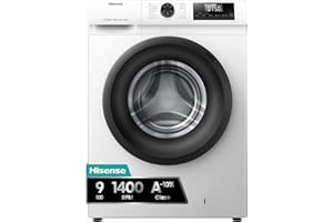 Hisense WF1Q9041BW - Lavadora, Class A, 9Kg, 1400 rpm, Alto 84.5cm x Ancho 59.5cm, Color Blanco, Función Vapor 99,9%, Lavado Rápido+, Lavado Automático, Finalización Diferida, Tecnología Inverter