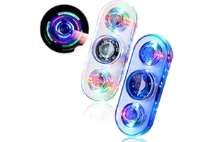 SCIONE 2 Pack LED Fidget Spinner – Light Up Fidget Toy for Kids & Adults | 3 Colour Modes, Sensory Stress Relief & Anti-Anxiety Spinner Toy with Smooth Spin & Durable Design (White Blue)