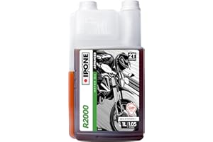 IPONE – Huile Moteur Moto 2 Temps R2000 RS – Senteur Fraise - Usage Urbain - Semi-Synthétique – Compatible Mélange et Injection - Meilleurs démarrages - Réductions des Emissions de Fumée - 1L