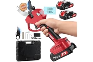 MUATCTAROM Electric Secateurs, 50 mm Electric Pruning Shears, 2 * 2Ah Battery Garden Secateurs per 6-8 h, SK7 Blade Pruner Cordless, 800W Brushless Professional Garden Power Tools for Hedges, Trees, Flowers