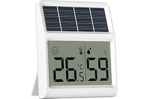 BALDR Solar Thermometre Humidimetre, Alimentation par la lumière naturelle intérieure sans batterie, Thermomètre Hygromètre Digital, Hygrometre Interieur