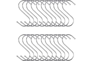 HBINGL 20 Pcs S Hooks for Hanging, Multi-Purpose Metal Hook Small, 304 Stainless Steel Hooks for Hanging at Kitchen Pot Pan Hanger Clothes Storage Rack Polished(Silver & Small)
