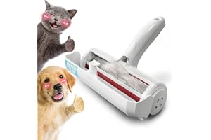 DELOMO Pet Hair Remover - Lint Roller for Pet Hair - Cat and Dog Hair Remover for Couch, Furniture, Carpet, Car Seat, Reusable Roller W/Self-Cleaning Base - Upgraded Animal Fur Removal Tool