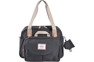 BEABA, Sac à Langer Genève II, Modulable, Grande contenance, Rangements multiples, Pochette avant amovible, repas isotherme, Système attache poussettes