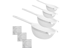 DAKLUNAR Set de coladores 4 piezas, Colador de té 8 cm, Colador doméstico ø 14 cm ø 10 cm ø 18 cm, Spezial, Plástico, Blanco