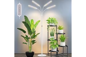 ‎KULLSINSS Kullsinss Pflanzenlampe LED mit Ständer, 4-Kopf Vollspektrum Pflanzenlicht für Zimmerpflanzen mit 4/8/12/16 Stunden, 3 Lichtmodi, 5 Helligkeit, höhenverstellbare Grow Light für Indoor Pflanzenwachstum