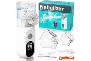 YGVQN Nébuliseur Portable USB-C, Appareil Inhalation Ultrasonique pour Adultes & Enfants, Écran Digital, Fonction Nettoyage Automatique, Livré avec 2 Masques et Embout Buccal, Silencieux et Efficace