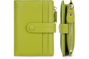 HKCLUF Portafoglio Donna Pelle Piccolo Blocco RFID Portamonete Cerniera Porta Carte di Credito Tanti Scomparti(A08-Verde oliva)