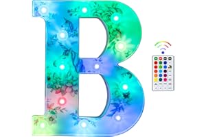 Tosakey Light Up Letters, LED Letter Lights Sign 18 Color Changing 26 Alphabet Sign Unicorn Gifts for Girls Women Birthday Christmas Lamp Bedroom Home Decoration-(B)