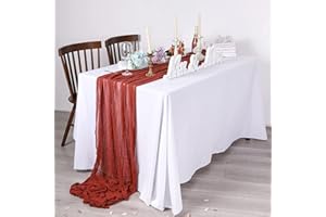 Dloapesy 90*300CM Semi-Sheer Table Runner Extra Long Cheesecloth Gauze Cheesecloth Tablecloth Boho Rustic Table Cover for Kitchen Dining Room Bridal Shower Wedding Party Supplies (Terracotta)