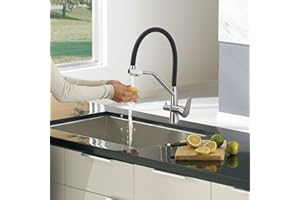 LakeBayMZC Rubinetto Lavello Cucina 3 Vie Per Sistemi Osmosi,3 in 1 Miscelatore Cucina per Acqua Potabile a Doppia Leva,Miscelatore per Lavello Con Beccuccio Flessibile,Girevole a 360 °,spazzolato