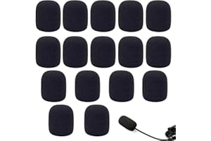 KEQAR Lot de 16 protections en mousse, mousse micro casque et bonnette microphone, Protection contre le vent pour microphone et casque(Noir)