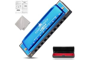 LAQULA Harmonica Diatonic Blues Harmonica C Harmonica Key Harmonica 10 Trous avec étui de Protection, Cadeau D'harmonica Standard pour Adultes, Professionnels, Débutants et étudiants (Bleu)