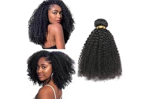 Humistwbiu Afro Kinky Curly Bundles 100% Unprocessed Virgin Hair Afro Curly Weave Human Hair 1 Bundles for African Women Natural Black 22 Inch