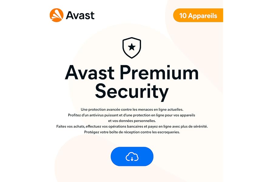 Avast Premium Security 2025 | 10 appareils |Antivirus| 1 An | Code d'activation envoi par email