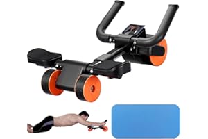 MOVUED Automatisches Rebound-Bauchrad, 2024 New Effizientes AB Roller Bauchtrainer für Zuhause mit Kniematte und Telefonhalter, Bauchroller Bauchmuskeltrainer Roller für Kernkrafttraining