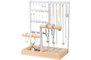 Caluself Présentoir à bijoux porte-chaîne, arbre à bijoux à 4 niveaux, support pour montre et boucles d'oreilles, rangement pour bagues, boucles d'oreilles, bracelets, montres et accessoires