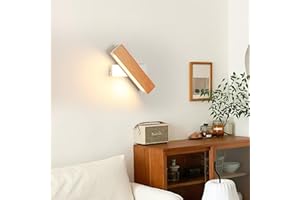 SENQIU Applique Murale LED, 4W 400LM Lampe Murale en Bois 360° Rotatif, 3000K Lumière Blanche Chaude Moderne Simple Luminaire Mural Interieur pour Salon, Chambre, Couloir, Escalier (21CM)