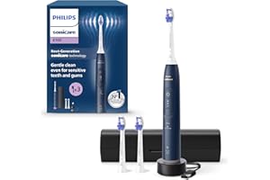 Philips Sonicare 6100 Electric Toothbrush, Sonic Toothbrush with 2 Brushing Modes and 3 Intensity Levels, Pressure Alert, EasyStart, SmarTimer, Travel Case, Navy, Model HX7403/01 [New Technology]