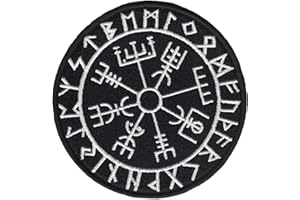 ‎HEIDENKLAMOTTEN Vegvisir im Runenkreis Aufnäher/Patch | Wikingerkompass Runen Wikinger Asatru