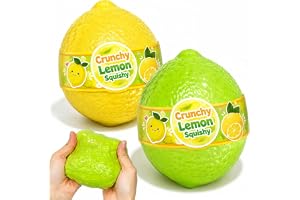 2-pack knapriga citron squishy asr-pärlfylld, långsamt stigande sensorisk fidget kläm-texturerad citron squishies, mjuk stret
